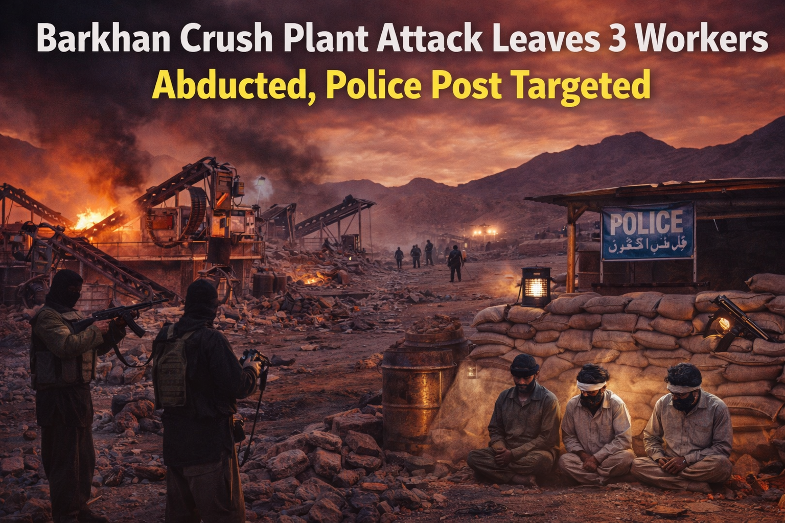 Barkhan crush plant attack workers abducted police post