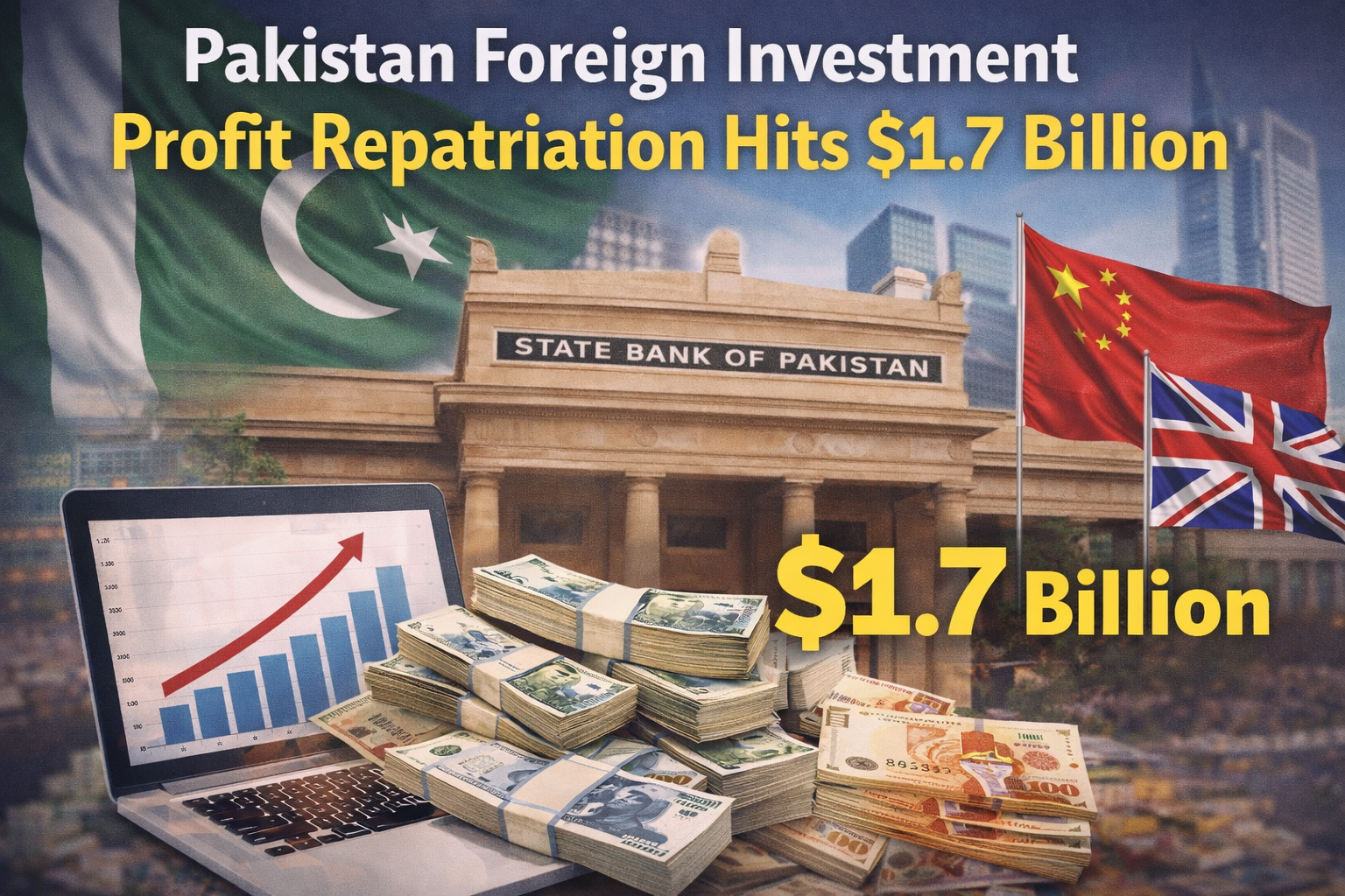 Pakistan foreign investment profit repatriation reaches 1.7 billion dollars with State Bank and global investor graphics