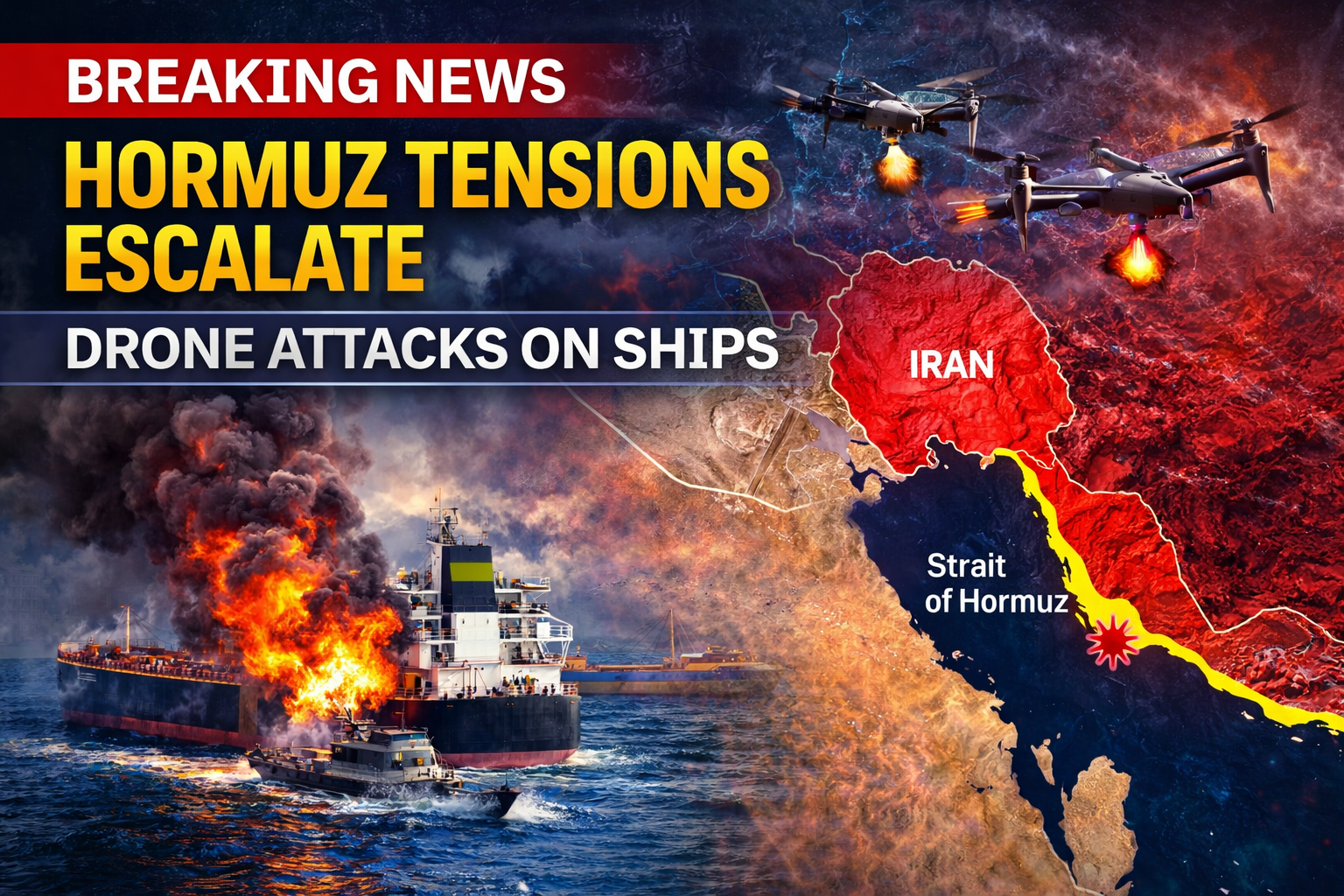 Rising tensions in Strait of Hormuz after drone attacks on commercial ships