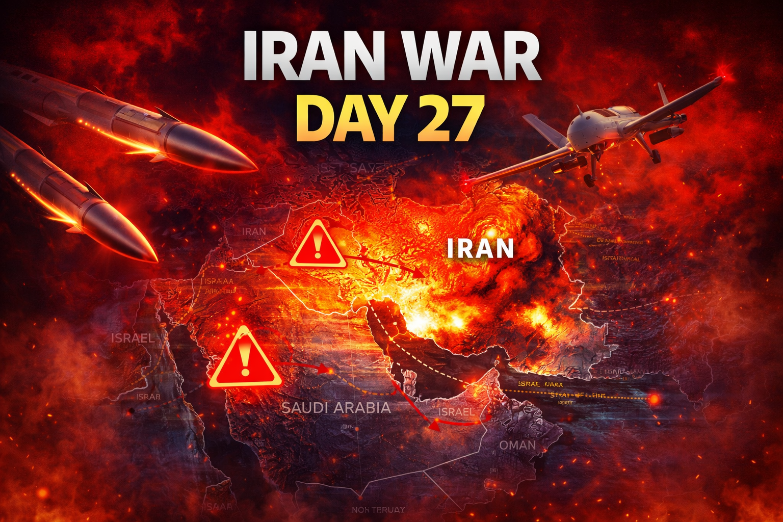 Iran war day 27 attacks intensify