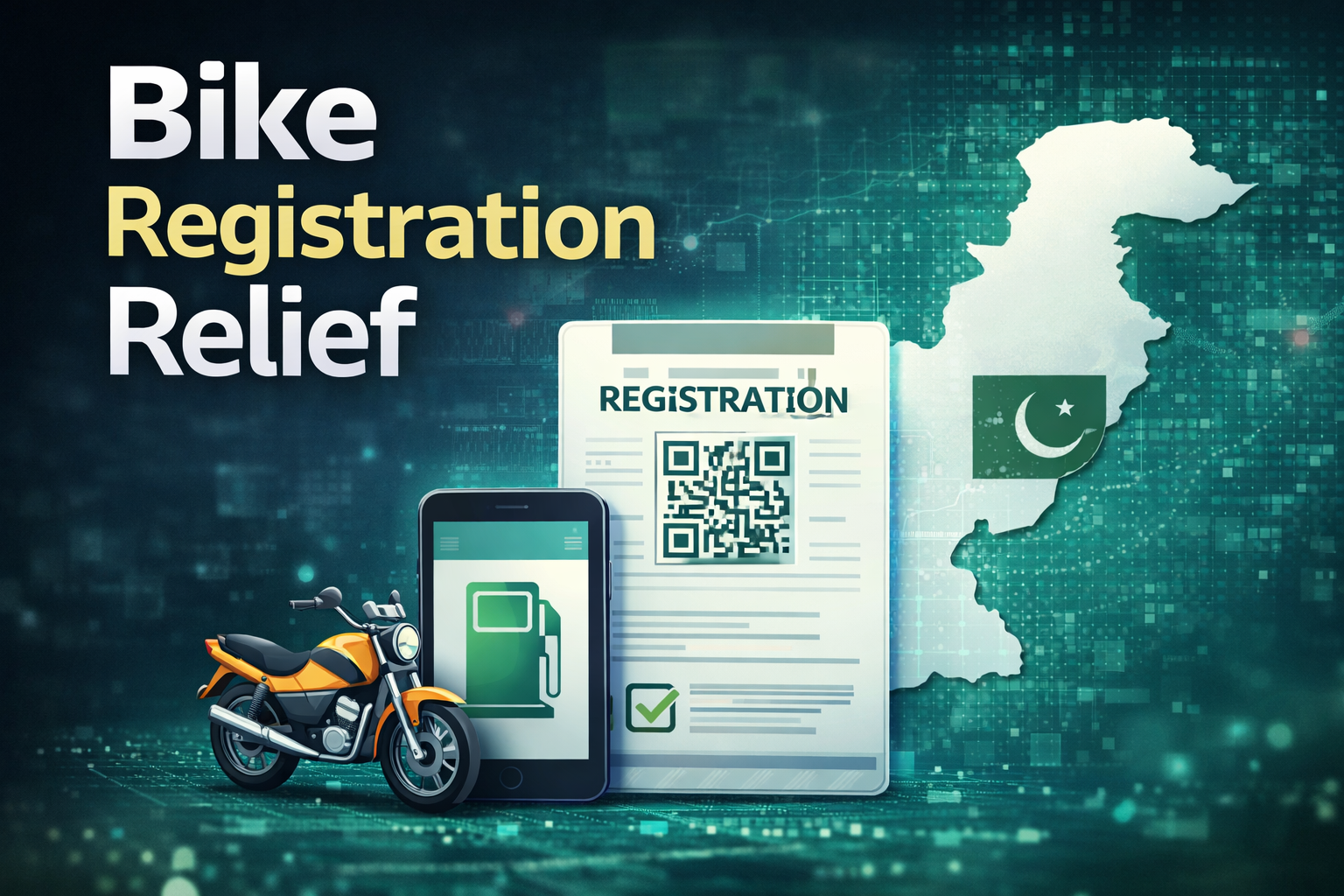 Motorcycle registration Pakistan plan with digital system and fuel subsidy concept