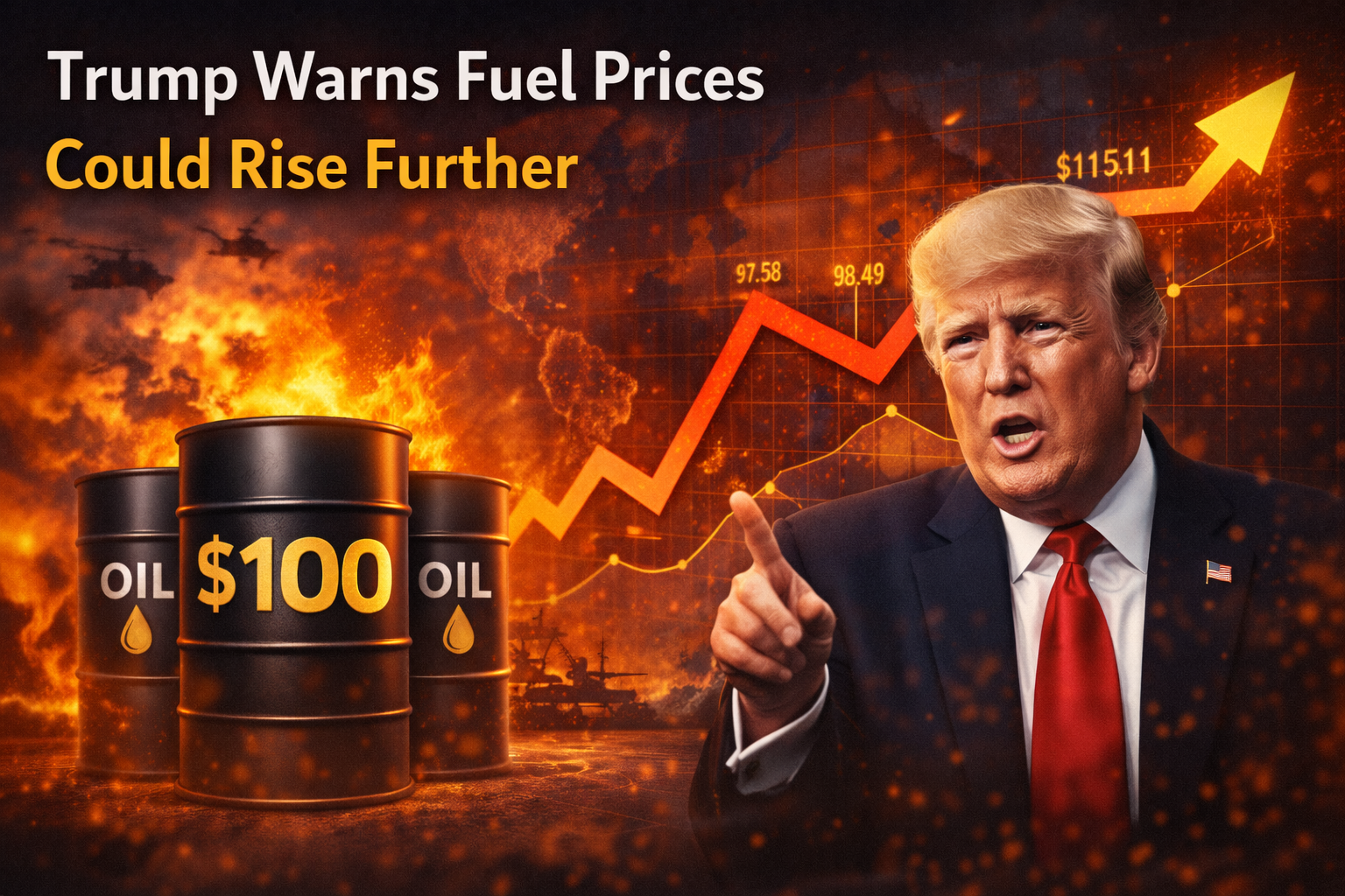 Trump warns fuel prices could rise further amid global oil market surge