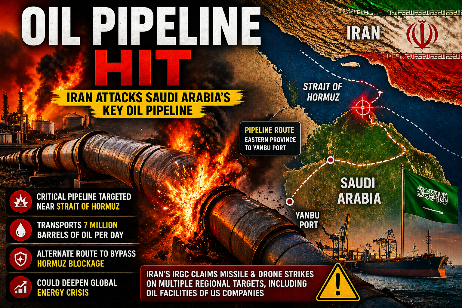 Iran Saudi oil pipeline attack Strait of Hormuz energy crisis