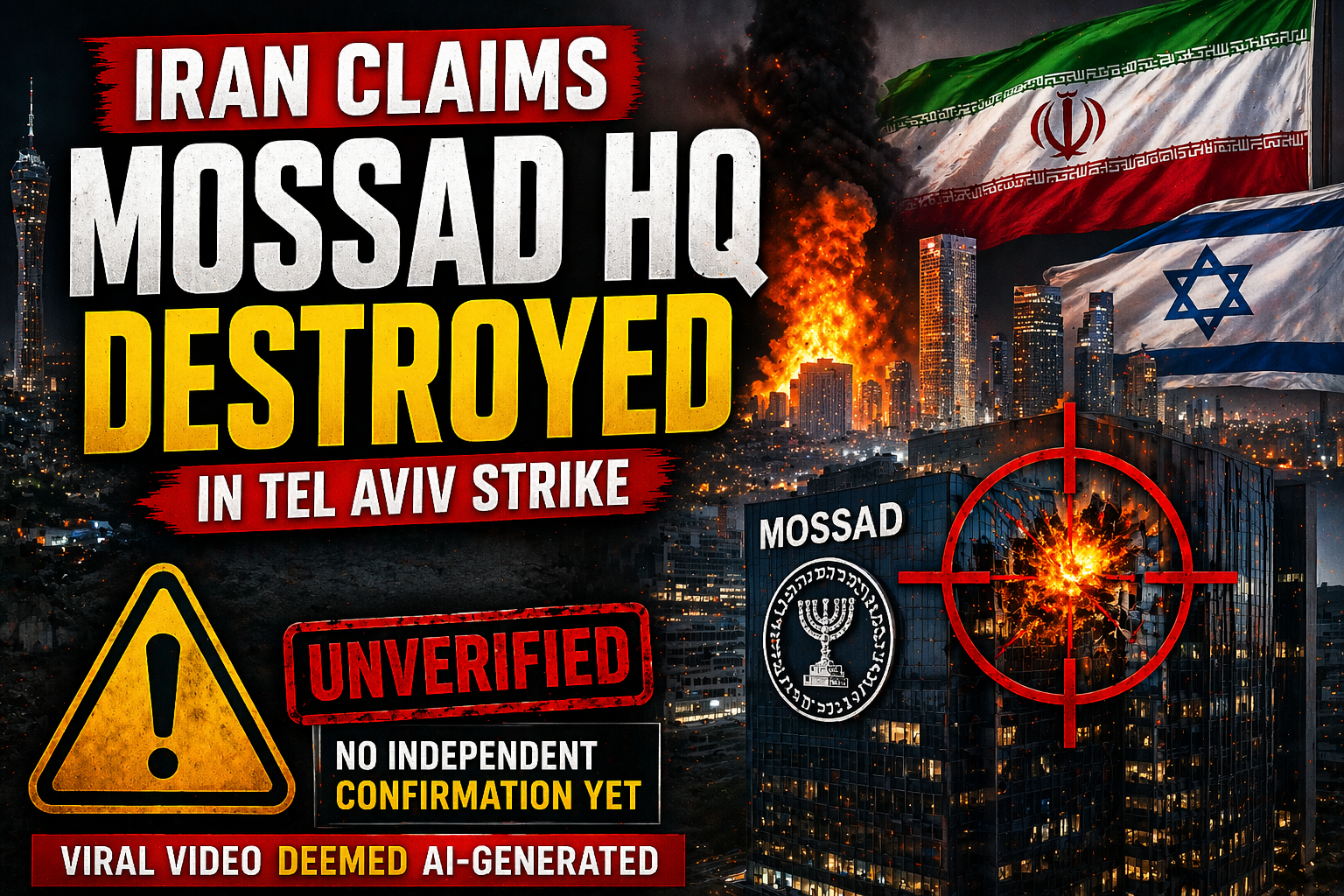 Iran claims Mossad HQ destroyed unverified report