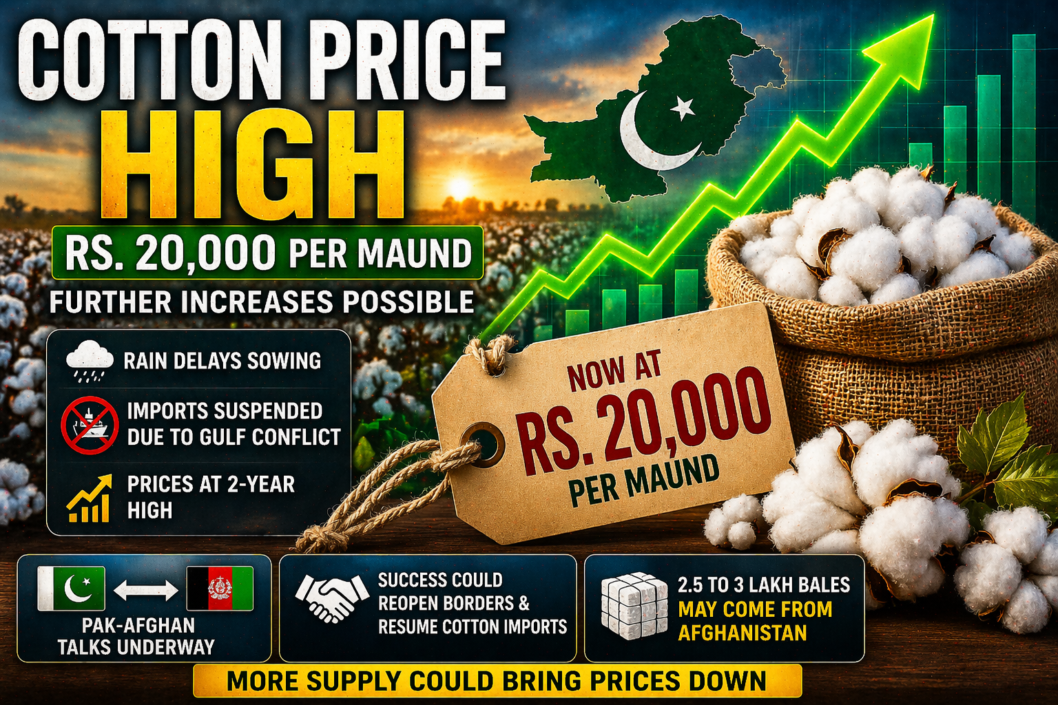 Cotton price Pakistan reaches Rs20000 per maund high