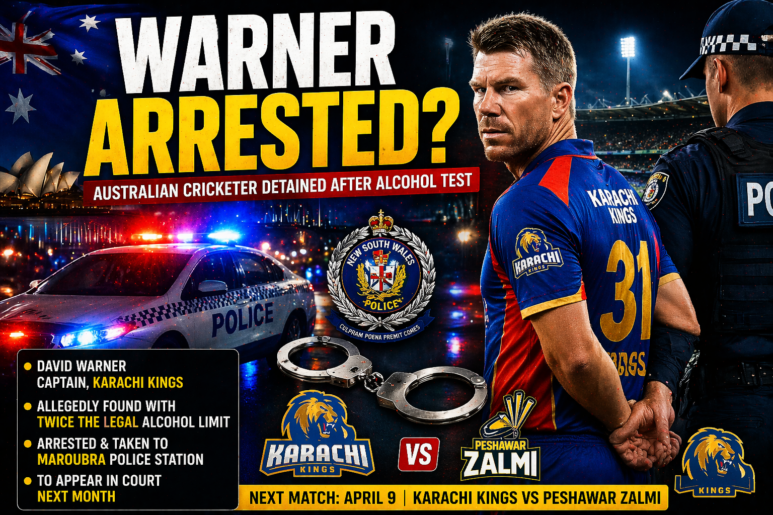 David Warner arrest claim Australia news