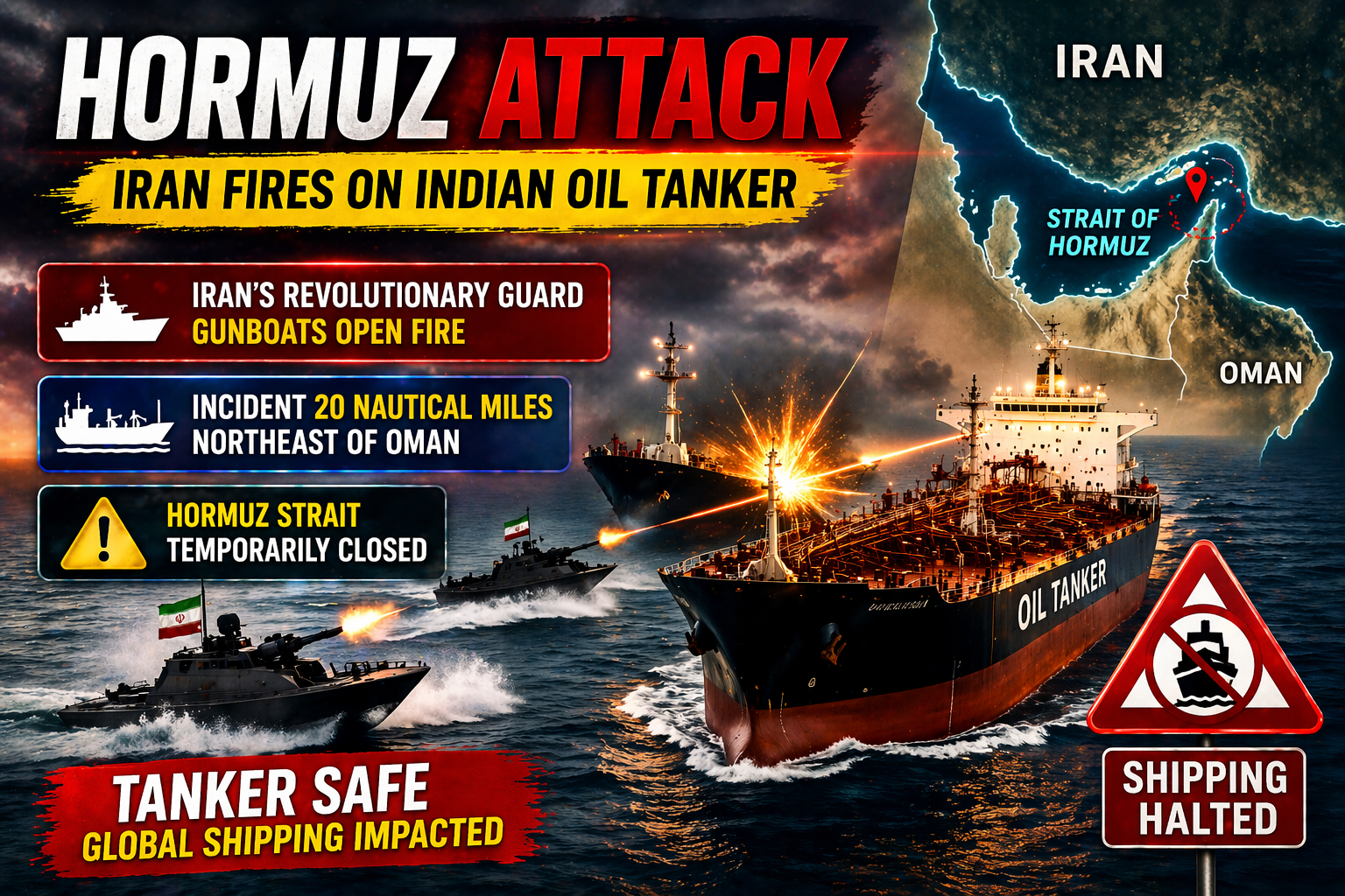 Hormuz Strait attack disrupts oil tanker shipping