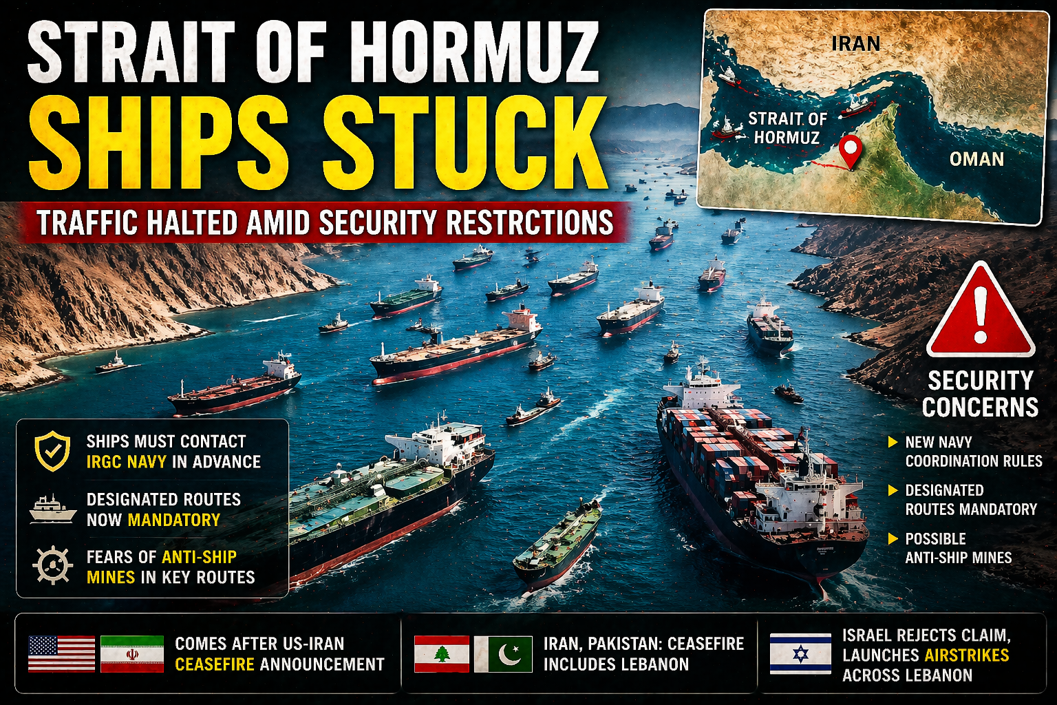 Strait of Hormuz ships stuck maritime traffic disruption