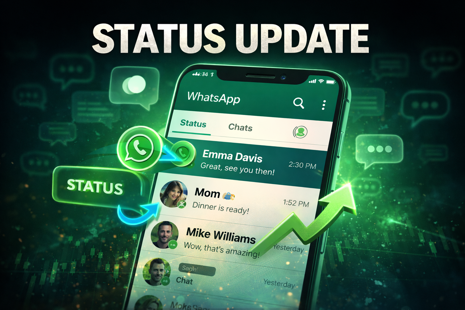 WhatsApp status feature update moving to chat list