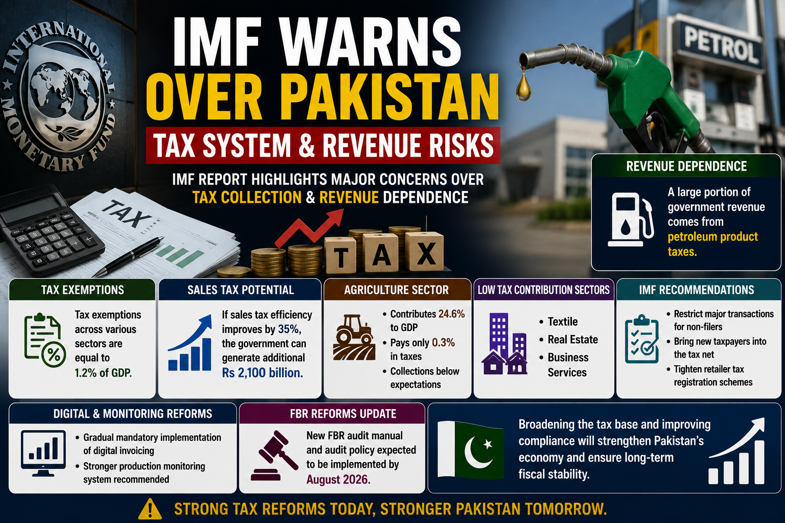 IMF concerns over Pakistan tax collection and petroleum tax dependence