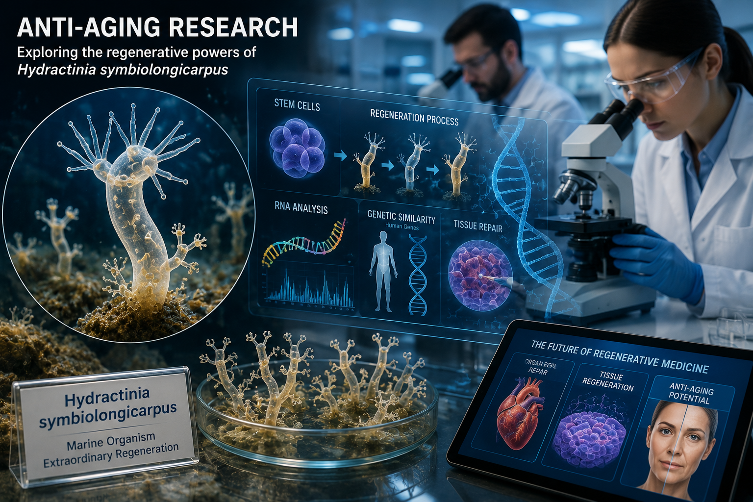 Anti-Aging Research explores the regenerative abilities of the marine organism Hydractinia symbiolongicarpus to better understand aging and future medical treatments.