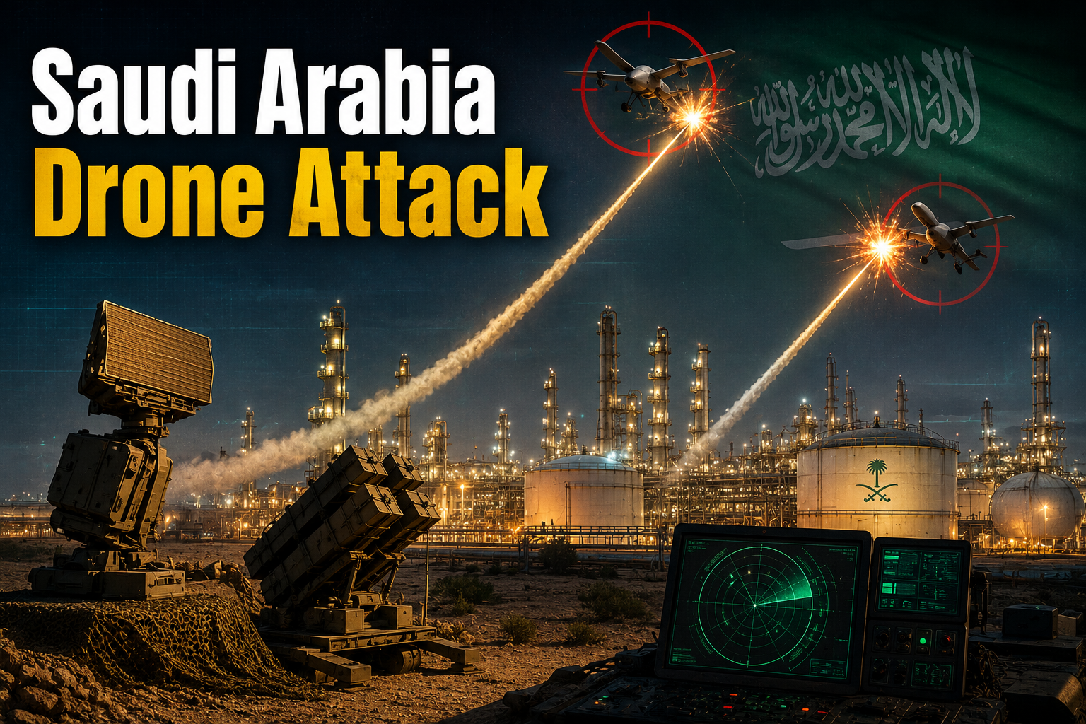 Saudi Arabia Drone Attack highlights Riyadh's response after air defenses intercepted two drones targeting oil facilities.