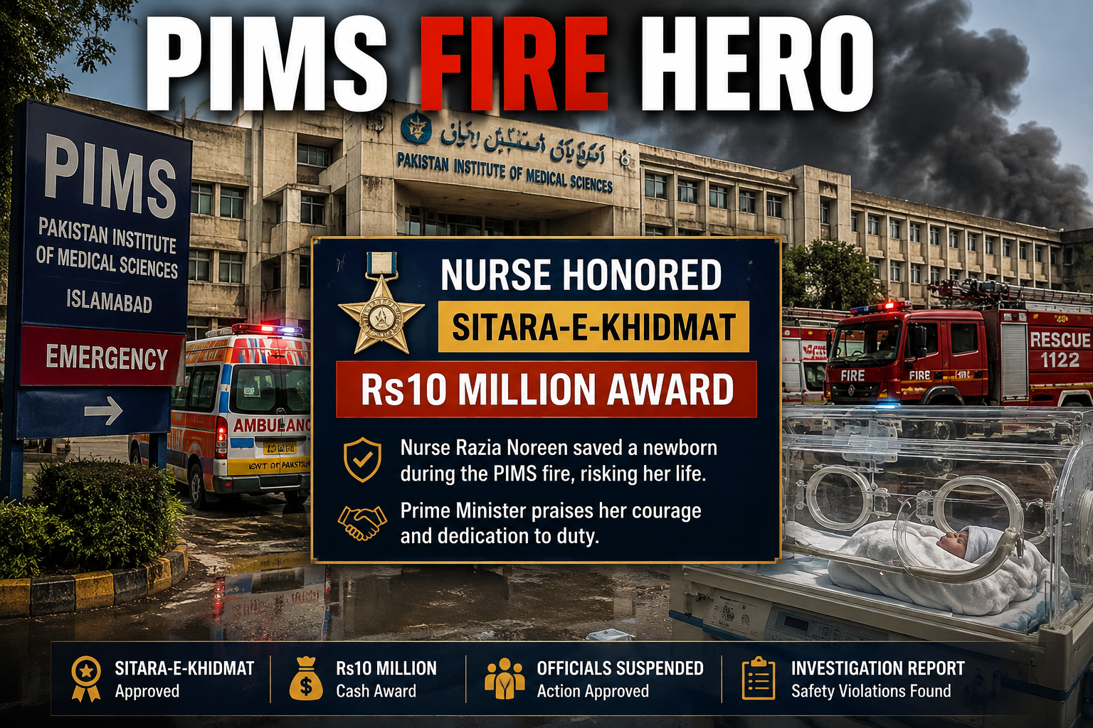 PIMS Fire nurse Razia Noreen honored with Sitara-e-Khidmat award