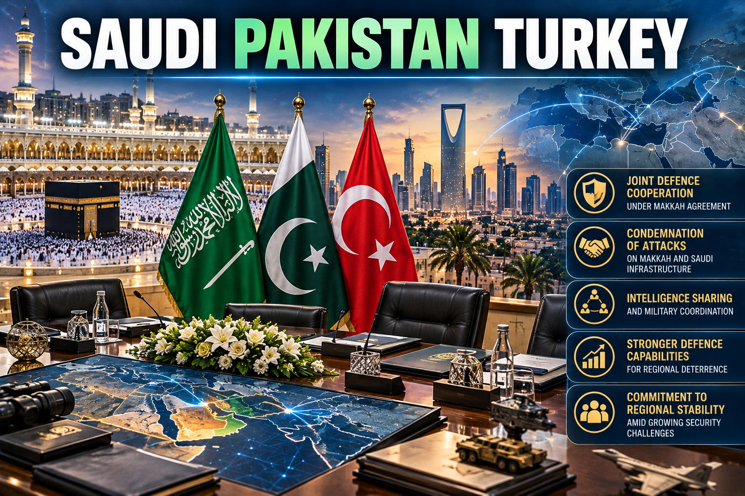 Saudi Pakistan Turkey Chiefs meeting on joint defence cooperation in Riyadh